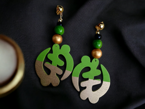 Handmade handpainted afrocentric Adinkra clip on earrings Kargo Fresh