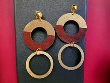 Load image into Gallery viewer, Handmade handpainted wooden boho hoops clip on Kargo Fresh
