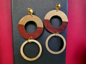 Handmade handpainted wooden boho hoops clip on Kargo Fresh