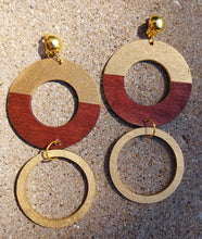 Load image into Gallery viewer, Handmade handpainted wooden boho hoops clip on Kargo Fresh
