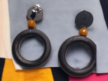 Load image into Gallery viewer, Handmade handpainted wooden clip on hoops Kargo Fresh
