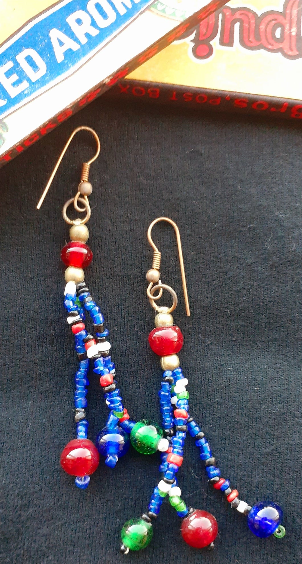 Handmade in Kenya Vintage Beaded Dangle Earrings Kargo Fresh