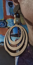 Load image into Gallery viewer, Handmade large boho wooden multi hoop clip ons Kargo Fresh
