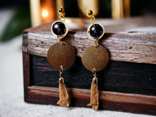 Load image into Gallery viewer, Handmade large wood and tassel clip on earrings Kargo Fresh
