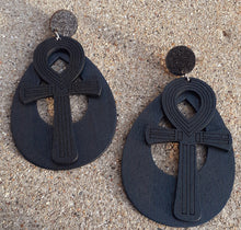 Load image into Gallery viewer, Handmade large wooden Ankh Earrings Kargo Fresh

