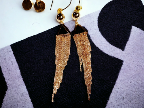Handmade long Chain and tassel Clip on Earrings Kargo Fresh
