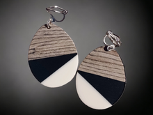 Load image into Gallery viewer, Handmade lucite and  Natural Wood Clip On Earrings Kargo Fresh
