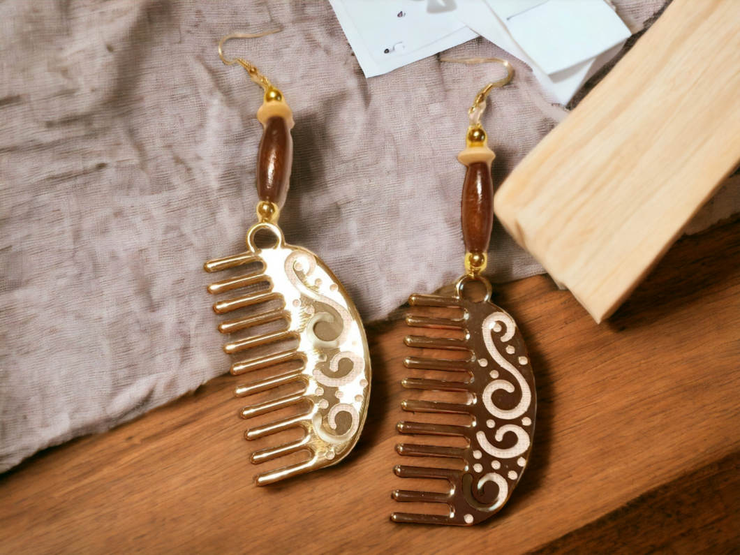 Handmade metal Afro Comb Earrings Kargo Fresh