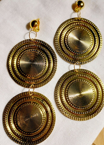 Handmade metal disc clip on earrings Kargo Fresh