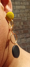 Load image into Gallery viewer, Handmade minimalist wood and metal hoop earrings Kargo Fresh
