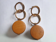 Load image into Gallery viewer, Handmade minimalist wood and metal hoop earrings Kargo Fresh
