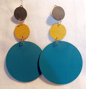 Handmade modernist colorblock clip on earrings Kargo Fresh