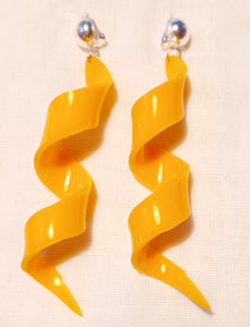 Handmade orange acrylic spiral clip on earrings Kargo Fresh