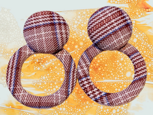 Handmade plaid clip on hoop earrings Kargo Fresh