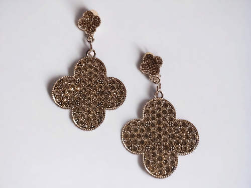 Handmade rhinestone 4 leaf clover clip on earrings Kargo Fresh