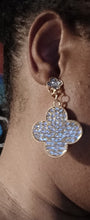 Load image into Gallery viewer, Handmade rhinestone 4 leaf clover clip on earrings Kargo Fresh
