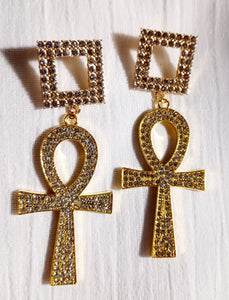 Handmade rhinestone Ankh earrings Kargo Fresh