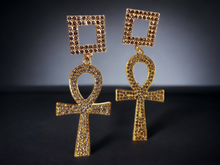 Load image into Gallery viewer, Handmade rhinestone Ankh earrings Kargo Fresh
