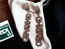 Load image into Gallery viewer, Handmade rhinestone Chicago statement clip on earrings Kargo Fresh
