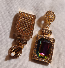 Load image into Gallery viewer, Handmade rhinestone Perfume bottle dangle clip on earrings Kargo Fresh
