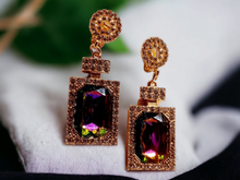 Load image into Gallery viewer, Handmade rhinestone Perfume bottle dangle clip on earrings Kargo Fresh
