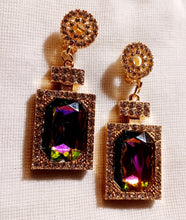 Load image into Gallery viewer, Handmade rhinestone Perfume bottle dangle clip on earrings Kargo Fresh
