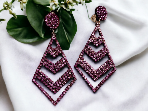 Handmade rhinestone and felt clip on earrings Kargo Fresh