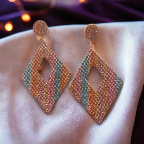 Handmade rhinestone and felt clip on earrings Kargo Fresh