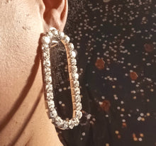 Load image into Gallery viewer, Handmade rhinestone clip on hoop earrings Kargo Fresh
