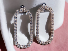Load image into Gallery viewer, Handmade rhinestone clip on hoop earrings Kargo Fresh
