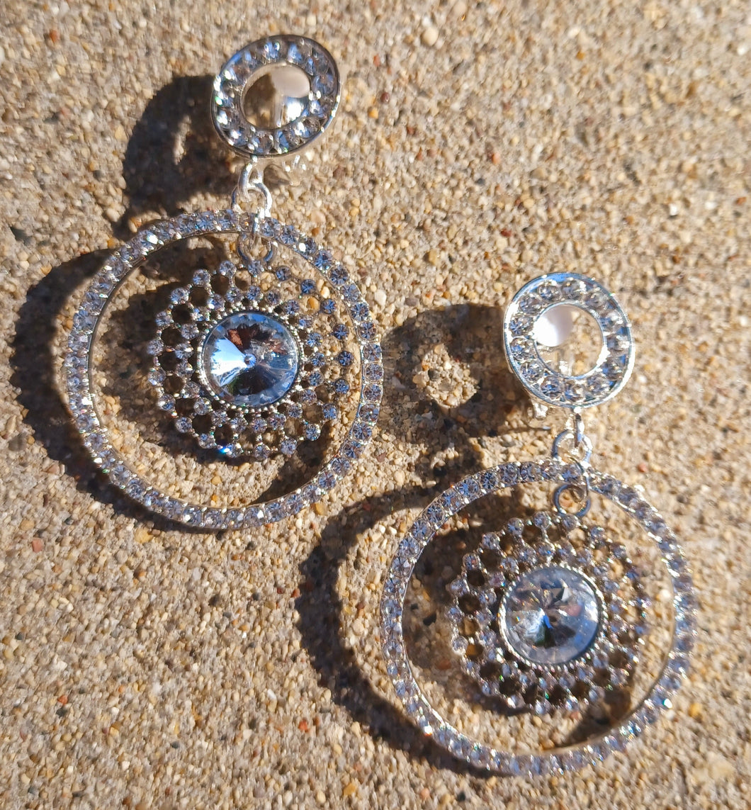 Handmade rhinestone clip on hoop earrings Kargo Fresh