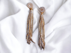 Handmade rhinestone dangle clip on earrings Kargo Fresh