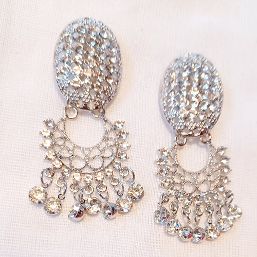 Handmade rhinestone dangle clip on earrings Kargo Fresh