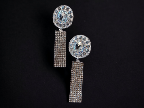 Handmade rhinestone dangle clip on earrings Kargo Fresh
