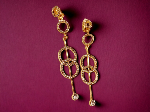 Handmade rhinestone dangle clip on earrings Kargo Fresh