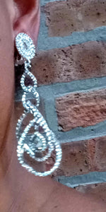 Handmade rhinestone dangle clip on earrings Kargo Fresh
