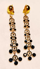 Load image into Gallery viewer, Handmade rhinestone dangle clip on earrings blue rhinestone Kargo Fresh
