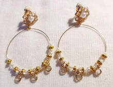 Load image into Gallery viewer, Handmade rhinestone glam boho bead clip on hoops Kargo Fresh
