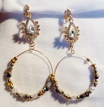 Load image into Gallery viewer, Handmade rhinestone glam boho bead clip on hoops Kargo Fresh
