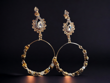 Load image into Gallery viewer, Handmade rhinestone glam boho bead clip on hoops Kargo Fresh
