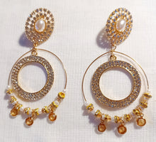 Load image into Gallery viewer, Handmade rhinestone glam boho bead clip on hoops Kargo Fresh
