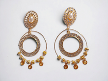 Load image into Gallery viewer, Handmade rhinestone glam boho bead clip on hoops Kargo Fresh
