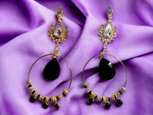 Load image into Gallery viewer, Handmade rhinestone glam boho bead clip on hoops Kargo Fresh
