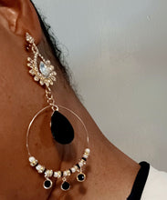 Load image into Gallery viewer, Handmade rhinestone glam boho bead clip on hoops Kargo Fresh
