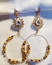 Load image into Gallery viewer, Handmade rhinestone glam boho bead clip on hoops Kargo Fresh
