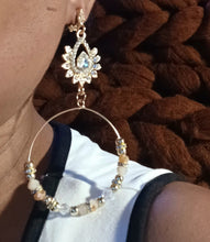 Load image into Gallery viewer, Handmade rhinestone glam boho bead clip on hoops Kargo Fresh
