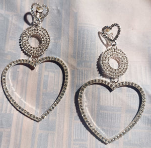 Handmade rhinestone heart clip on earrings Kargo Fresh