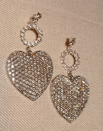 Handmade rhinestone heart clip on earrings Kargo Fresh