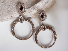 Load image into Gallery viewer, Handmade rhinestone hoop clip on earrings Kargo Fresh
