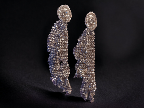 Handmade rhinestone mesh clip on earrings Kargo Fresh